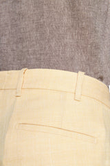 Linen blend Bermuda shorts with yellow pleats