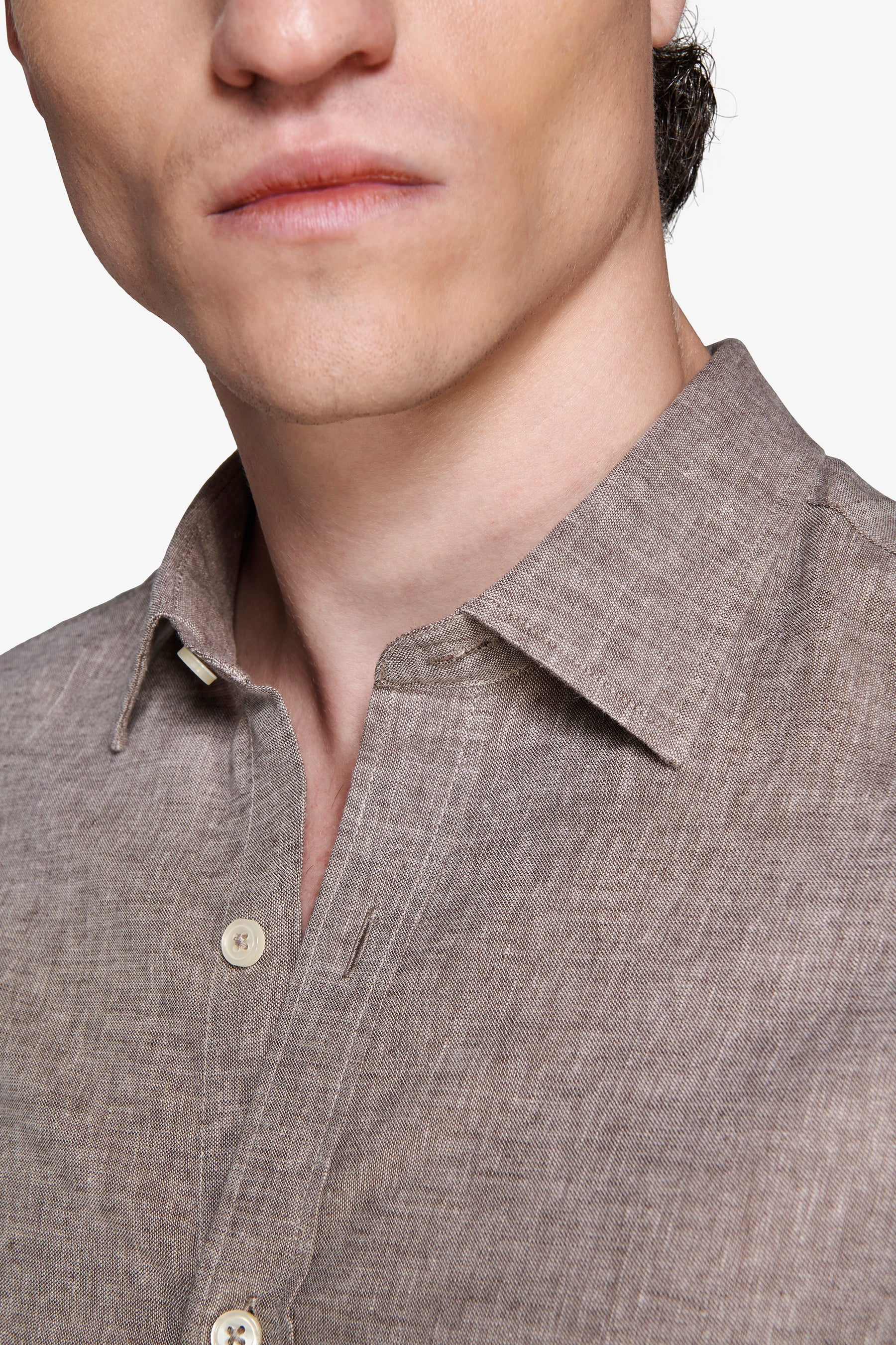 Camicia misto lino relaxed tortora-Dan John