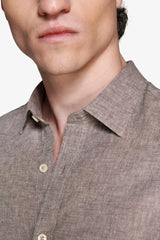 Camicia misto lino relaxed tortora-Dan John