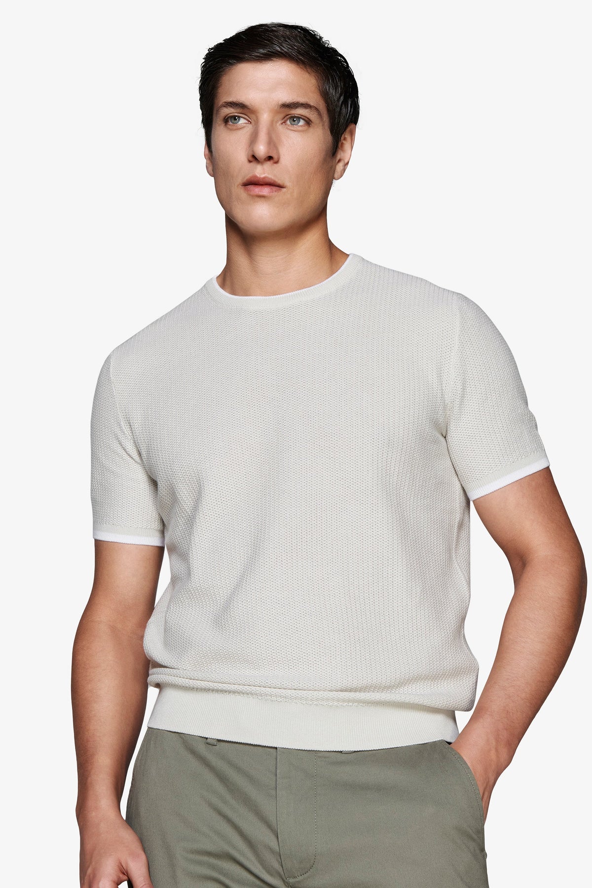 T-shirt in maglia armaturata grigia DNJ-Dan John