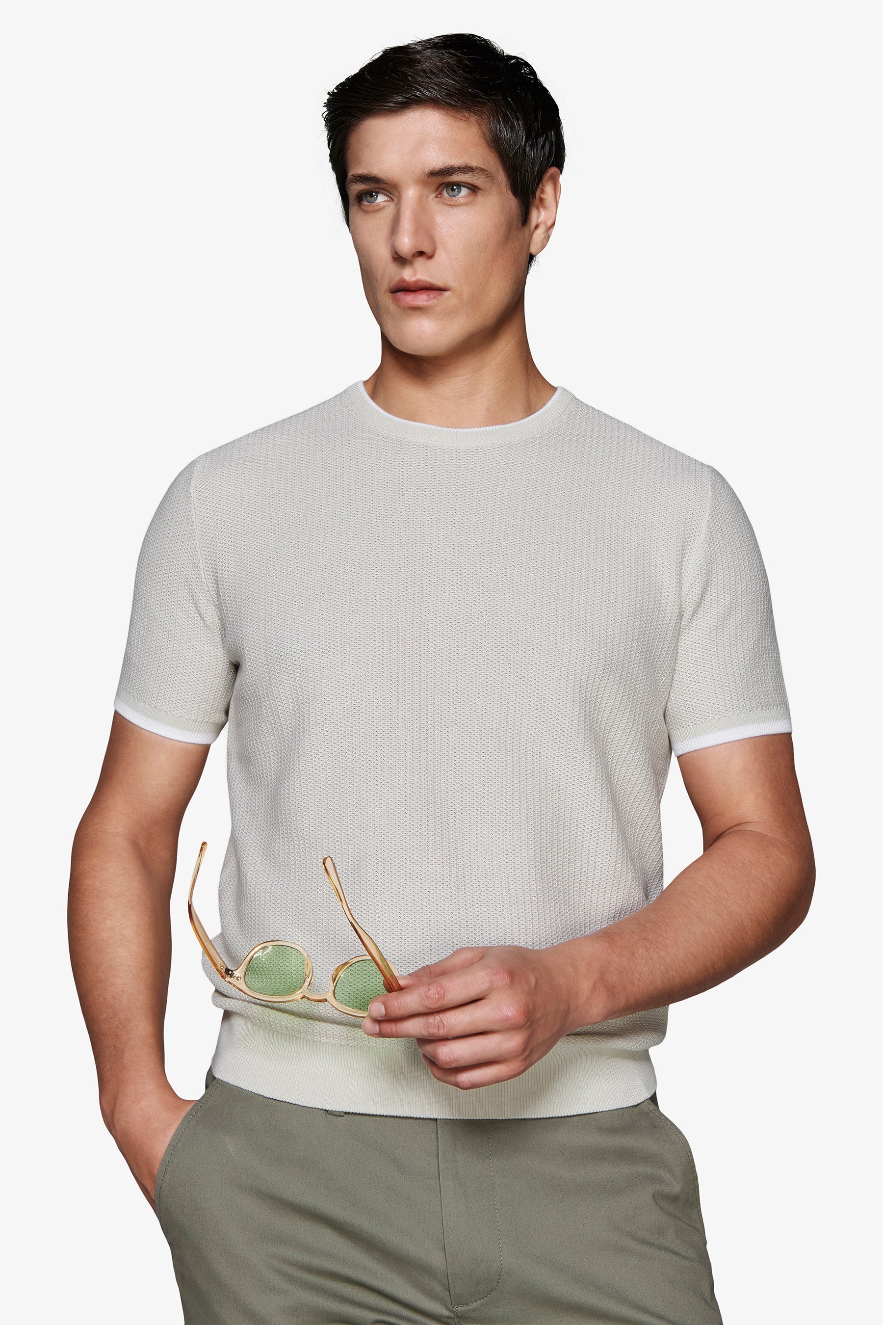 T-shirt in maglia armaturata grigia DNJ-Dan John