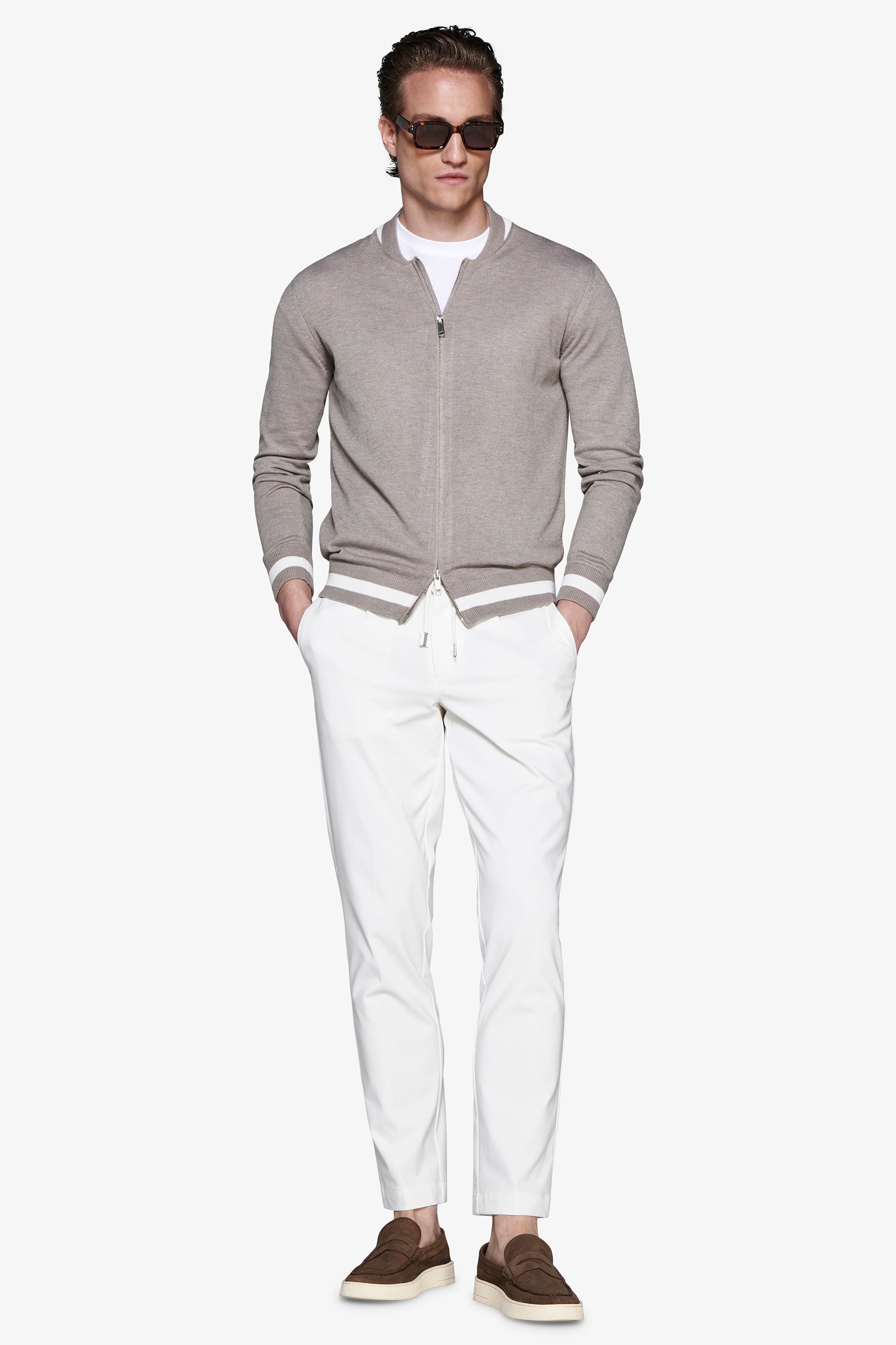 Blazer in maglia misto lino tortora DNJ-Dan John