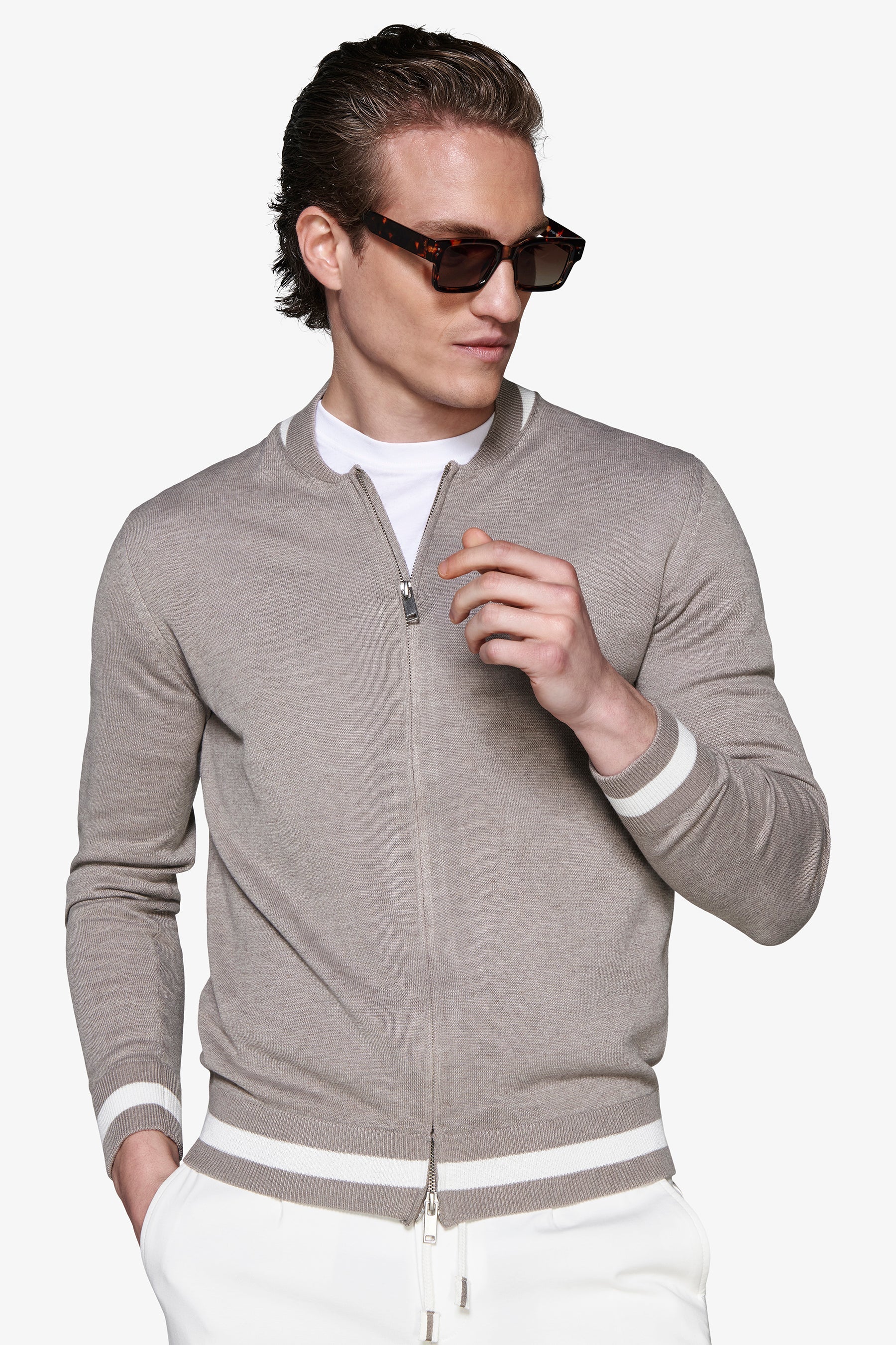 Blazer in maglia misto lino tortora DNJ-Dan John