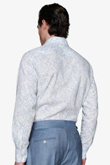 Camicia misto lino stampa fiori celeste-Dan John