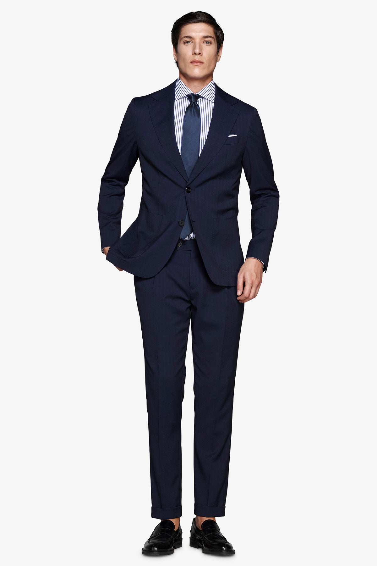 Giacca Herringbone blu-Dan John