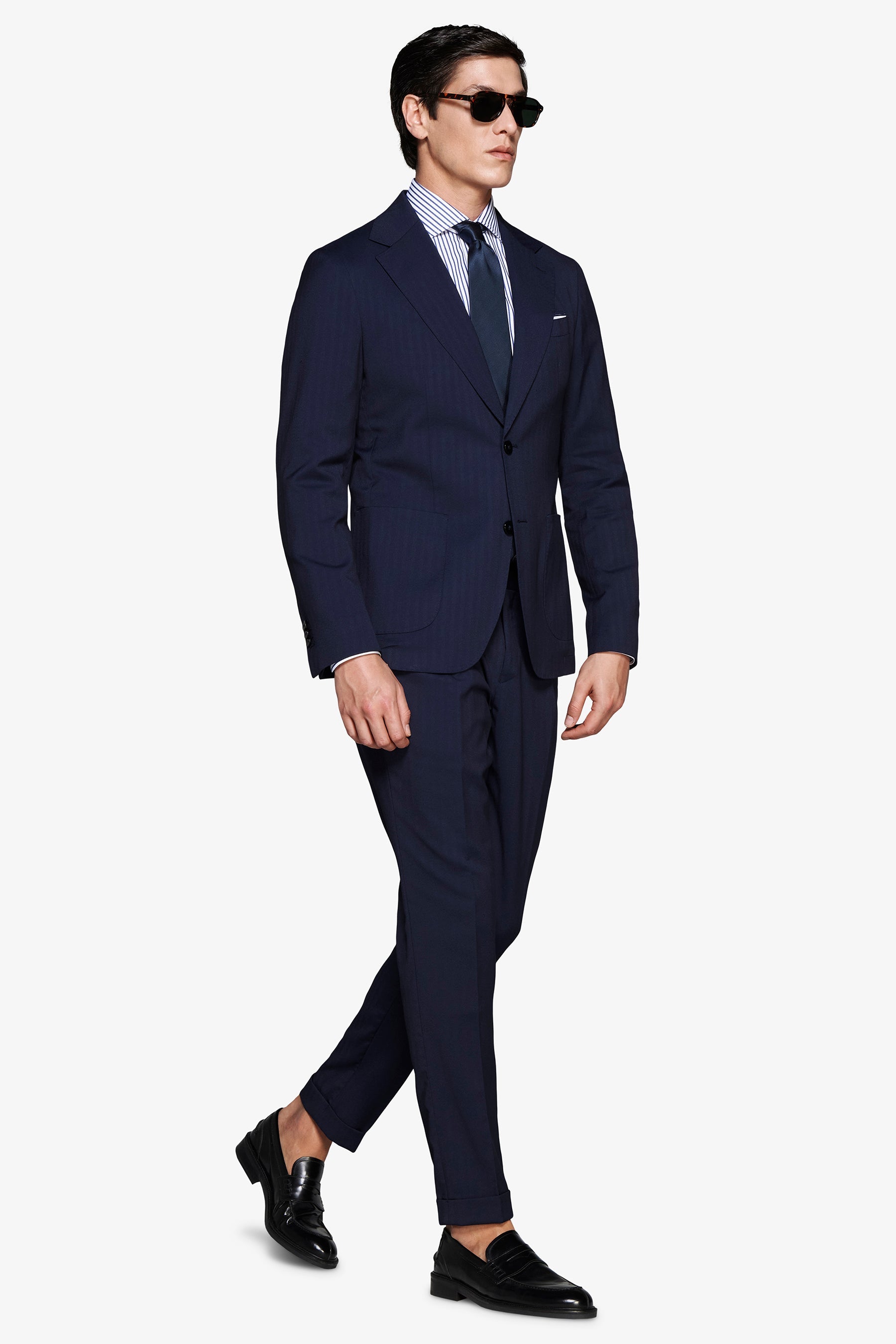Giacca Herringbone blu-Dan John