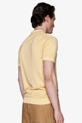 Yellow basic cotton knit polo shirt