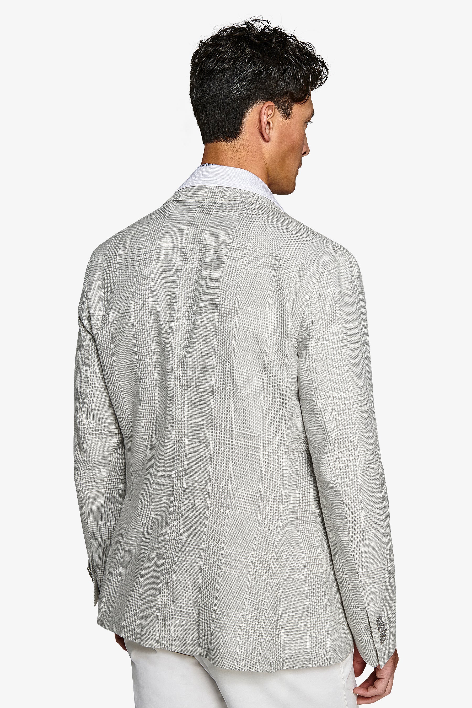 Prince of Wales melange powder slim jacket