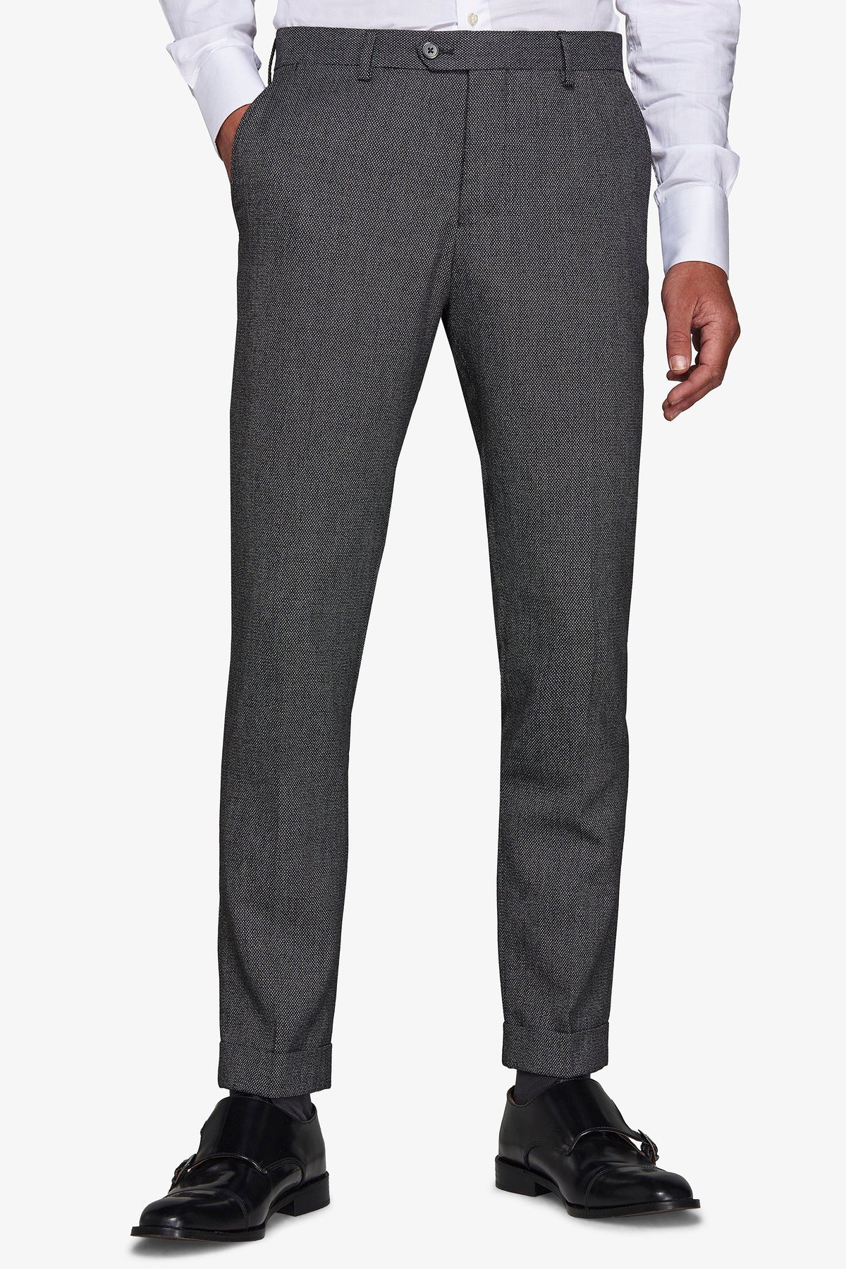 Anthracite bird's eye suit trousers