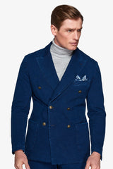 Slim navy "2/7" double-breasted suit jacket