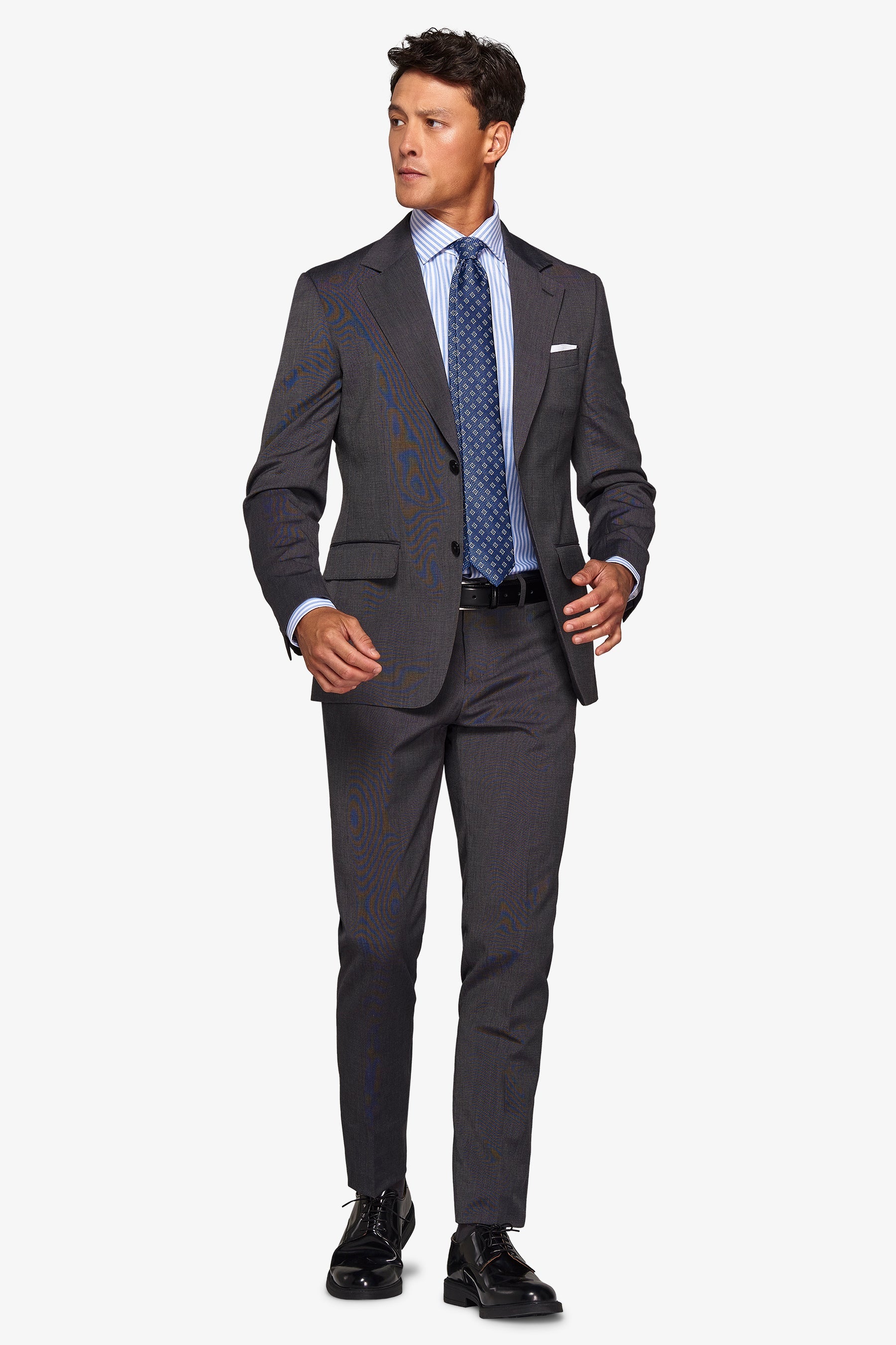 Slim anthracite pinpoint weave suit jacket