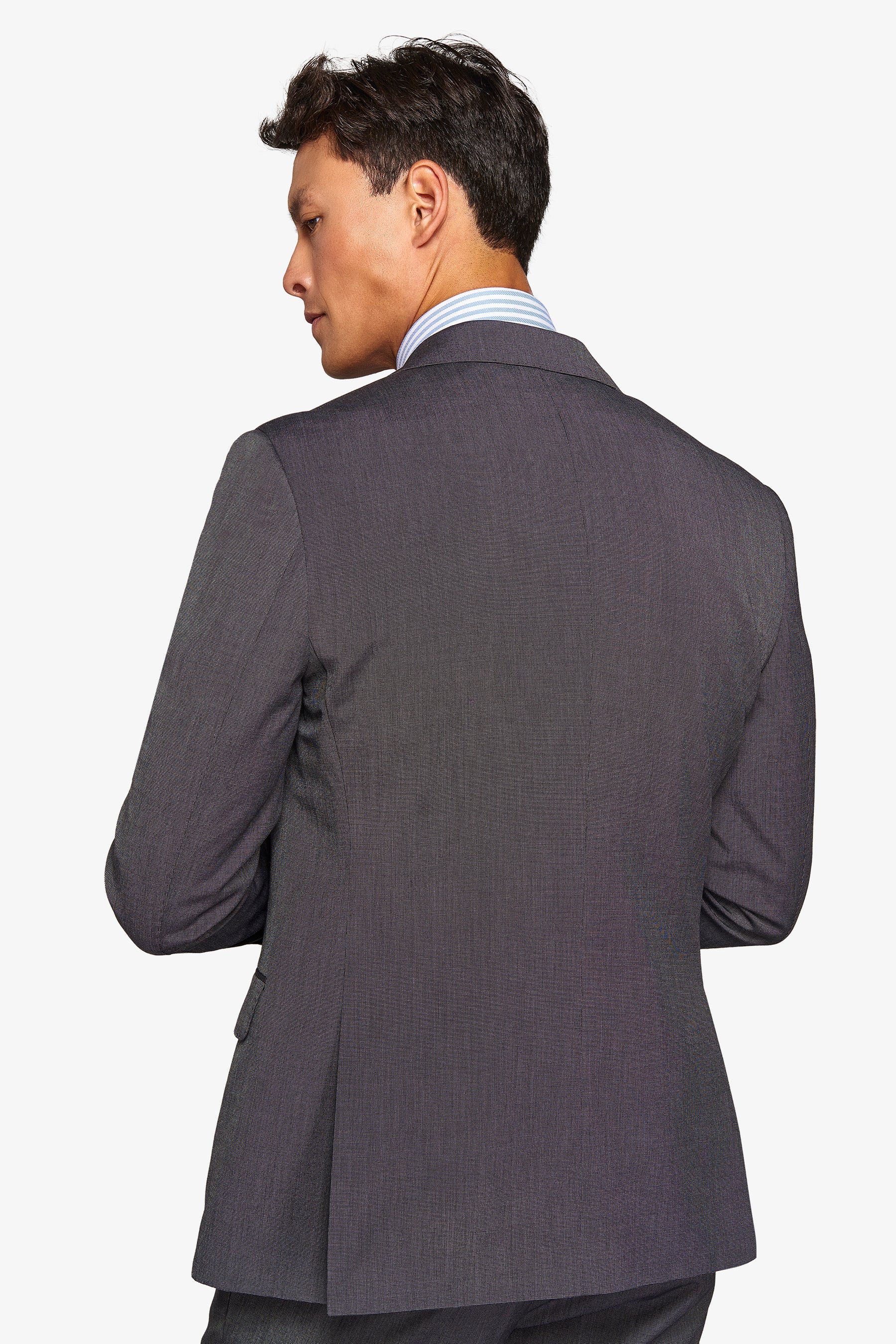 Slim anthracite pinpoint weave suit jacket