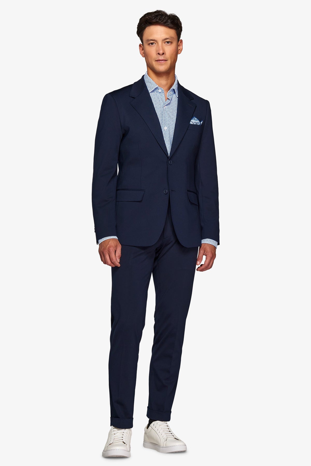 Slim blue relax tech stretch jersey suit jacket