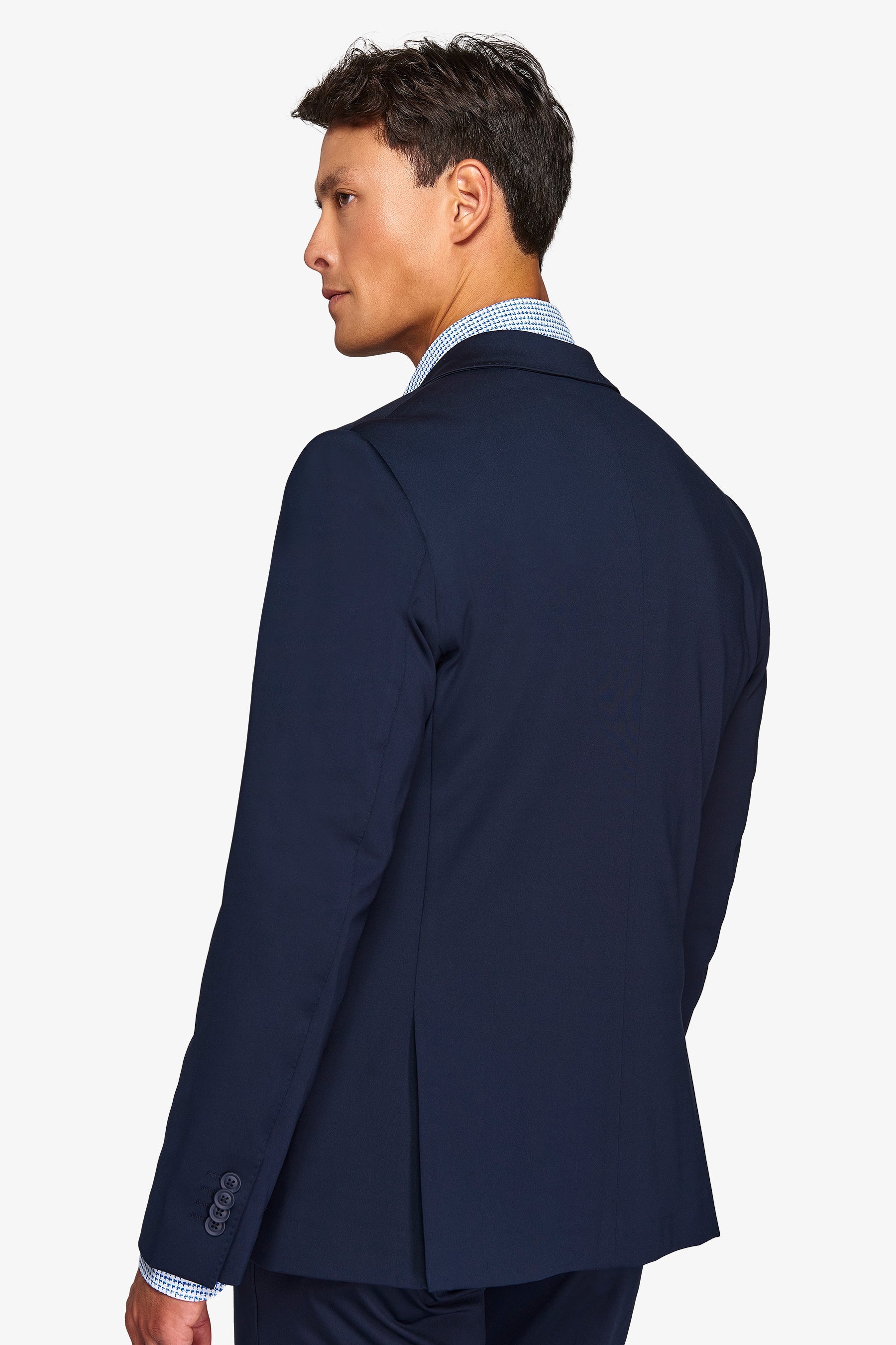 Slim blue relax tech stretch jersey suit jacket