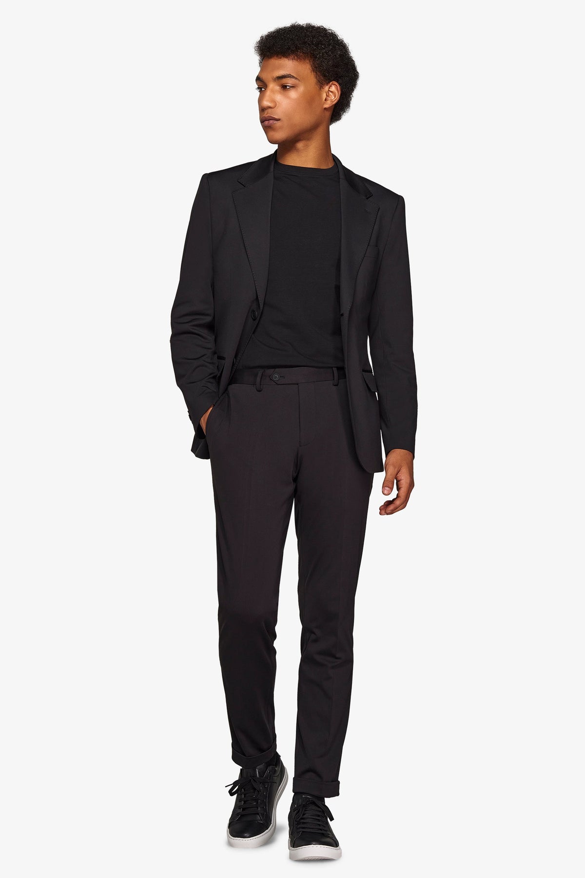 Slim black relax tech stretch jersey suit jacket