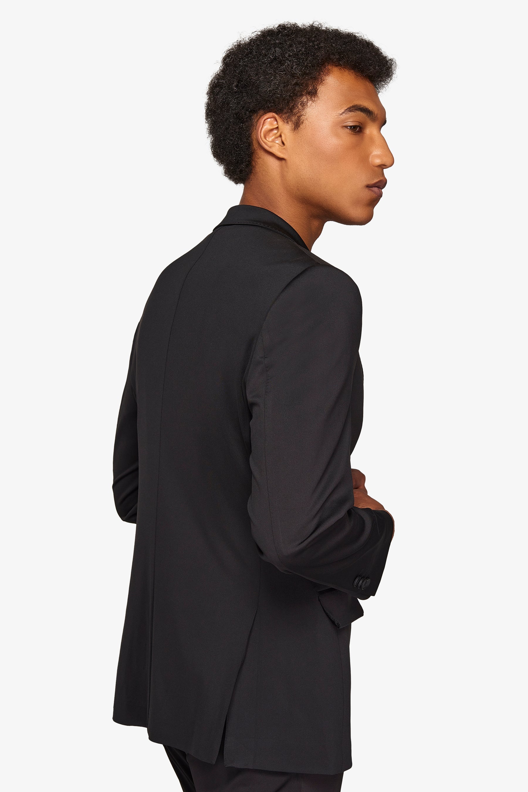 Slim black relax tech stretch jersey suit jacket