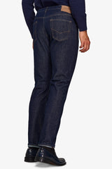 Dark blue denim 5-pocket trousers