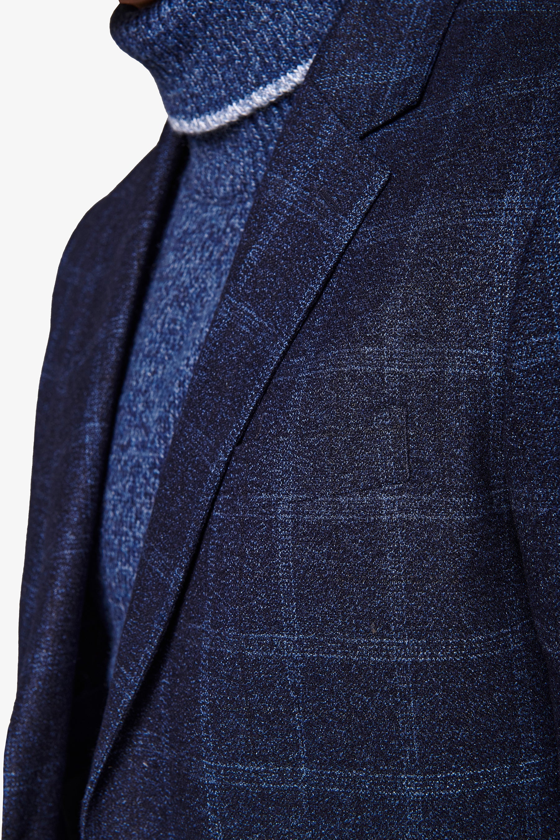 Navy micro bouclé overcheck jacket