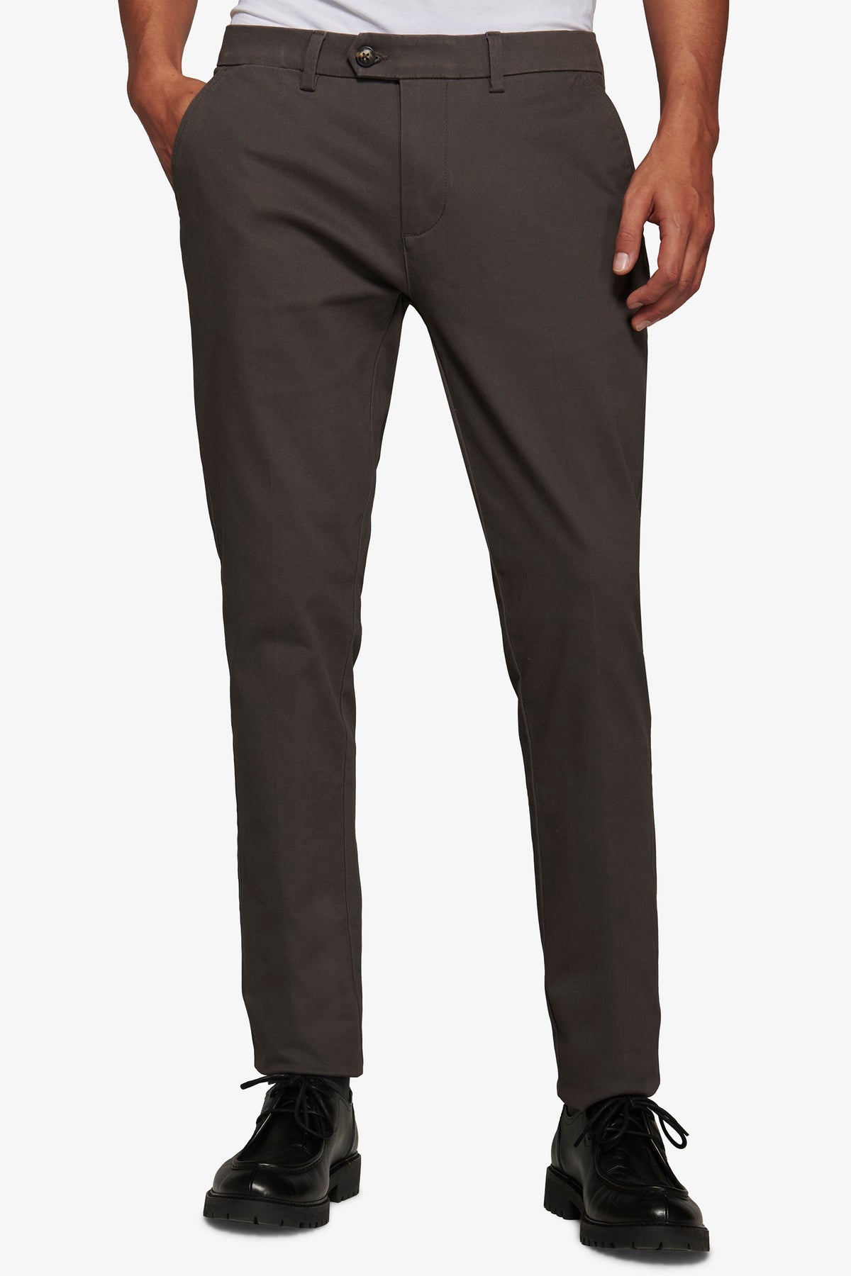 Anthracite gabardine chino trousers