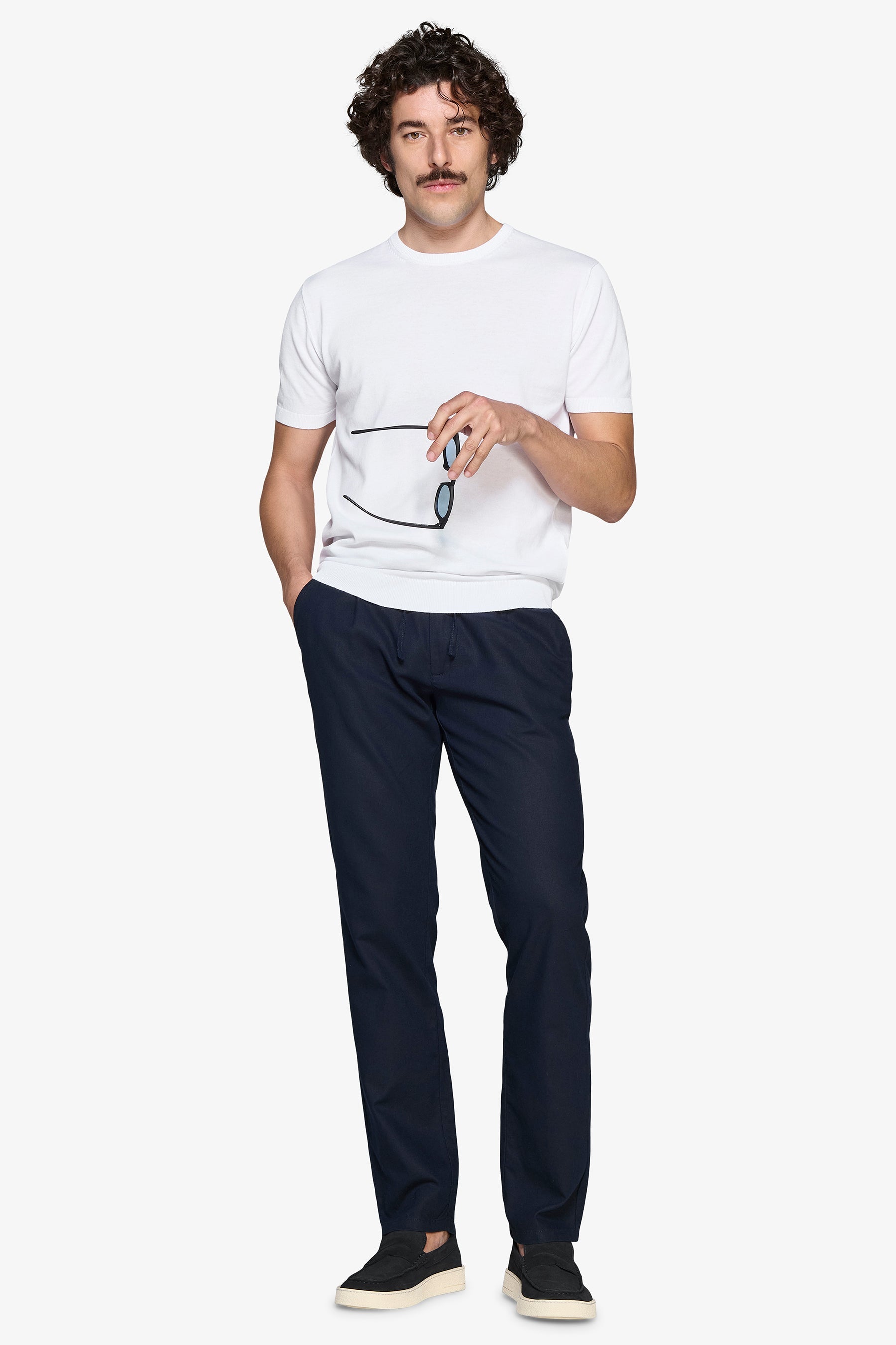 T-shirt in maglia basic in cotone bianca-Dan John