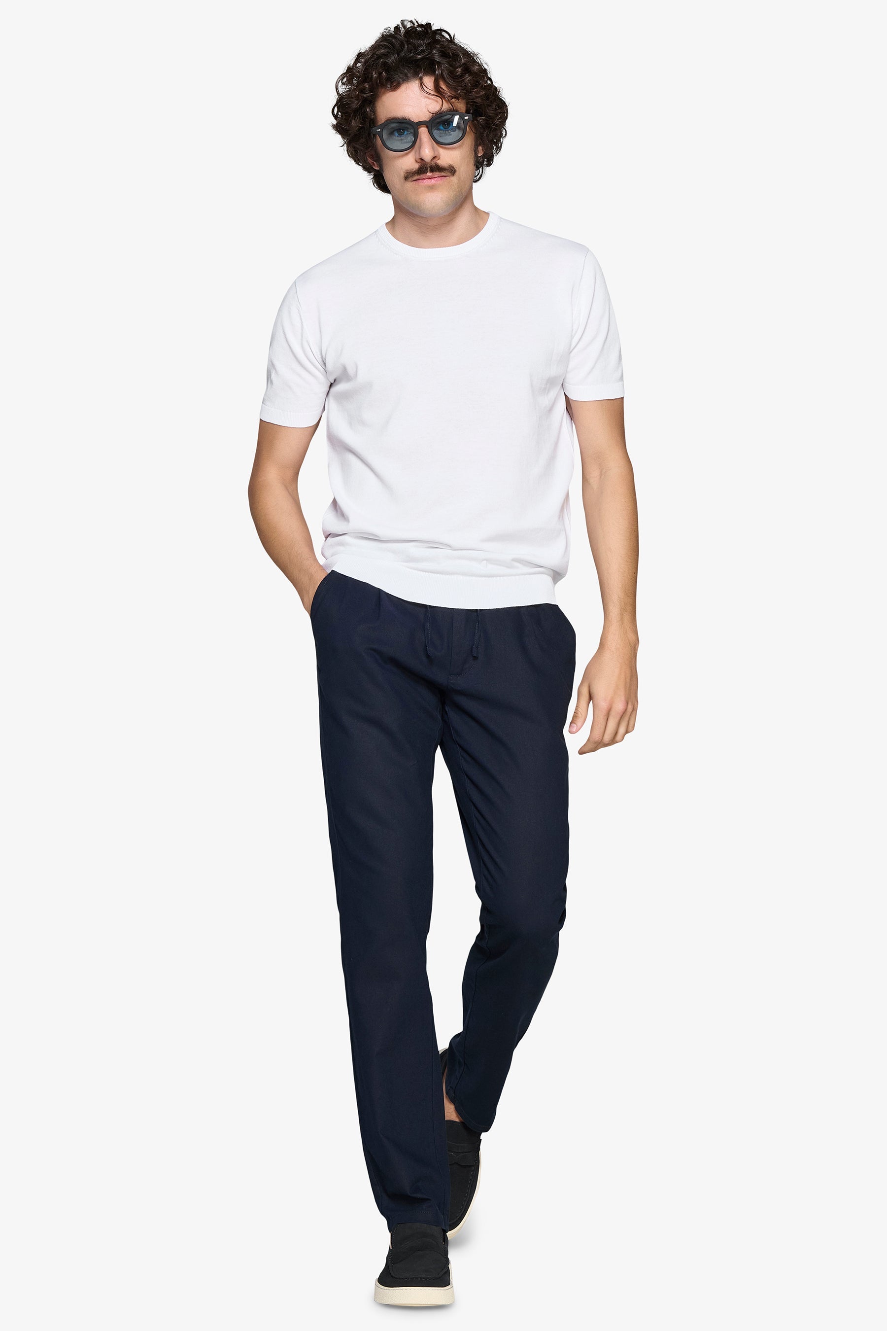 T-shirt in maglia basic in cotone bianca-Dan John
