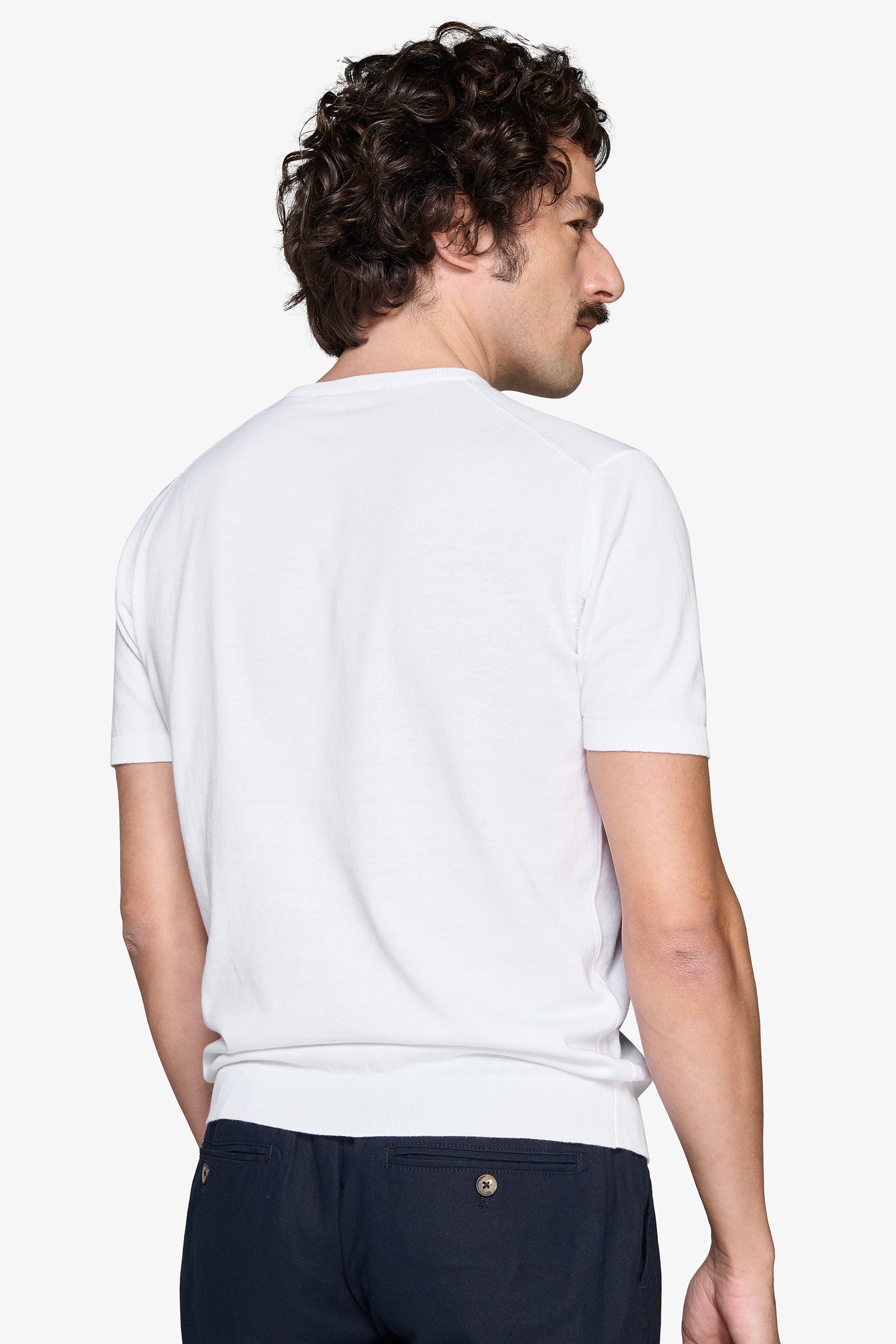 T-shirt in maglia basic in cotone bianca-Dan John