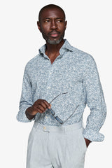 Linen blend shirt with air force flower print
