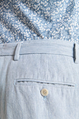 Light blue flamed linen blend trousers