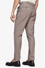 Pantaloni misto lino gessati tortora-Dan John