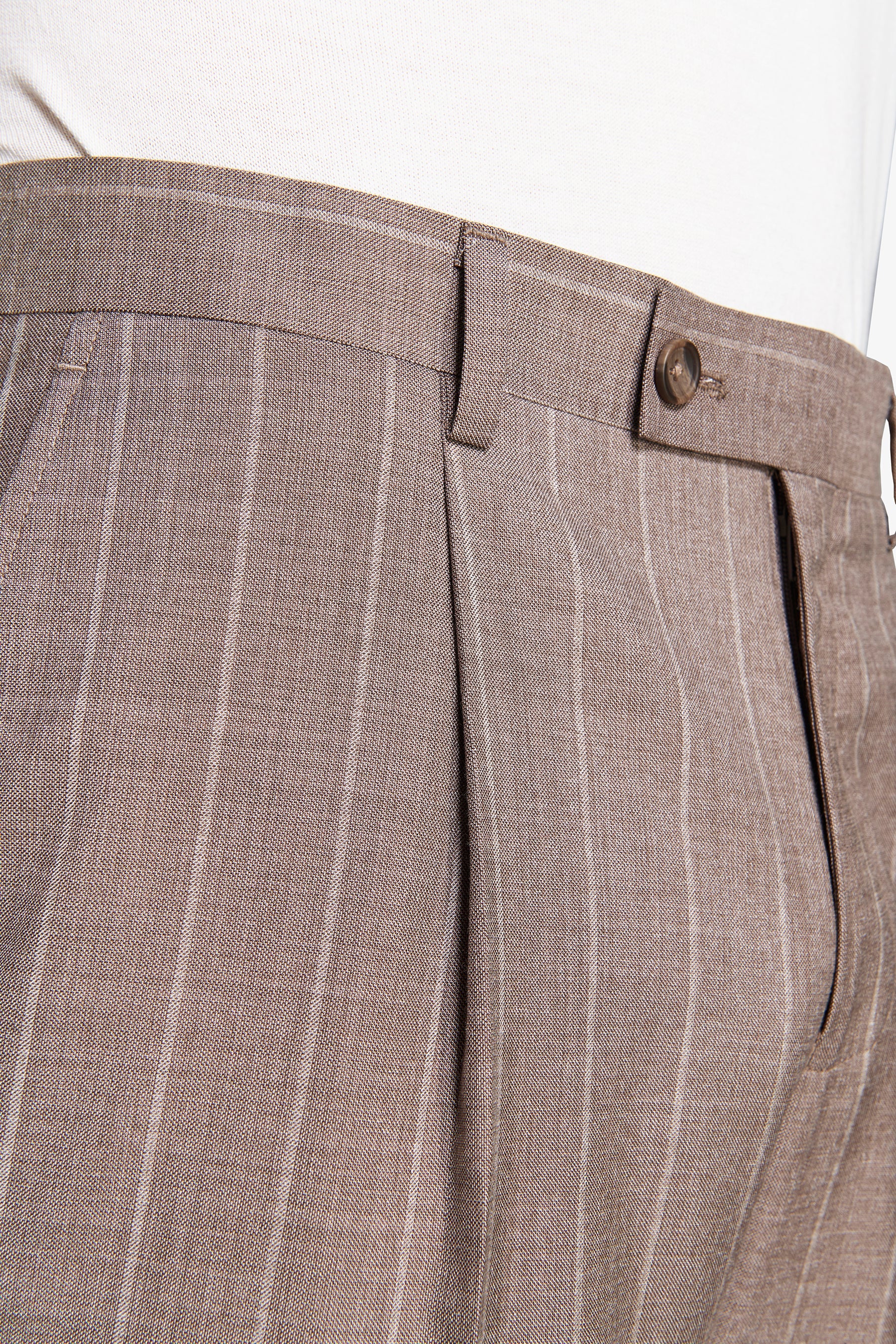 Pantaloni misto lino gessati tortora-Dan John