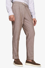 Dove grey flamed linen blend trousers