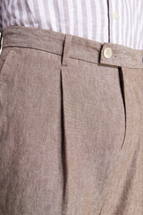 Dove grey flamed linen blend trousers