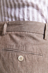 Dove grey flamed linen blend trousers
