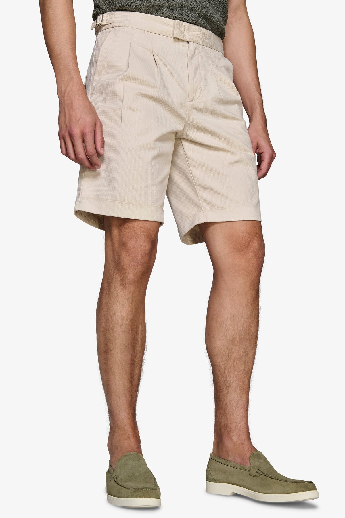 Sand-colored Bermuda shorts