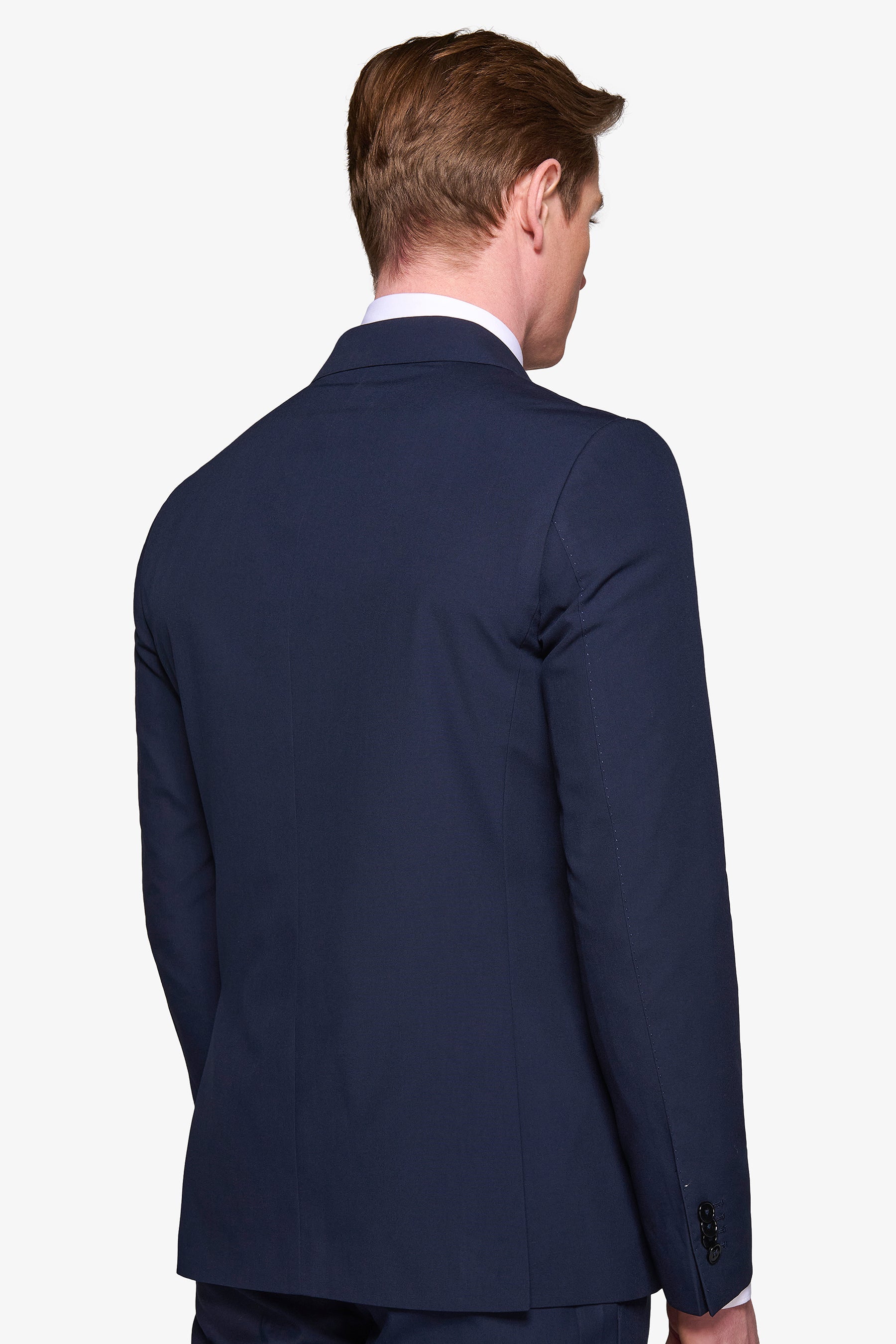 Slim blue double-breasted suit jacket