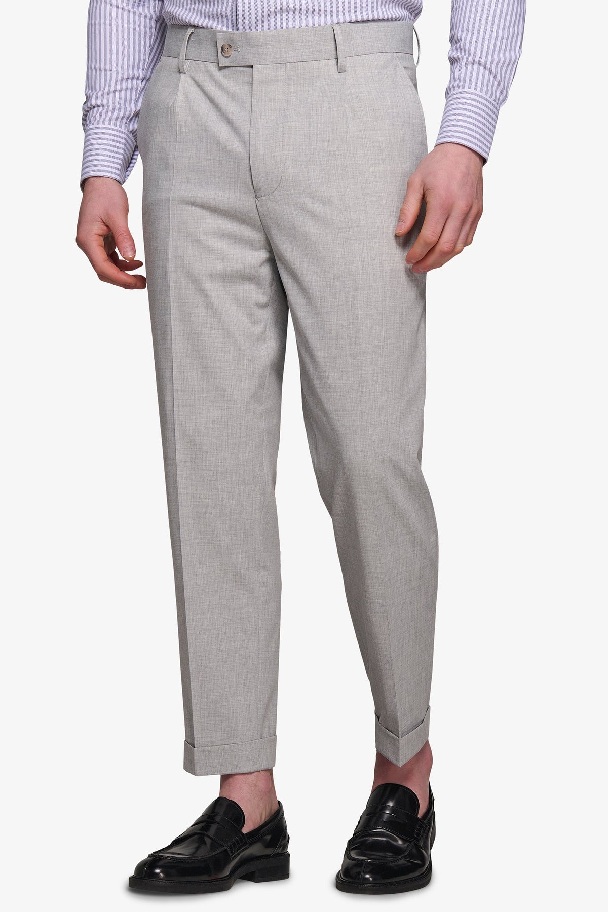 Light gray melange suit trousers