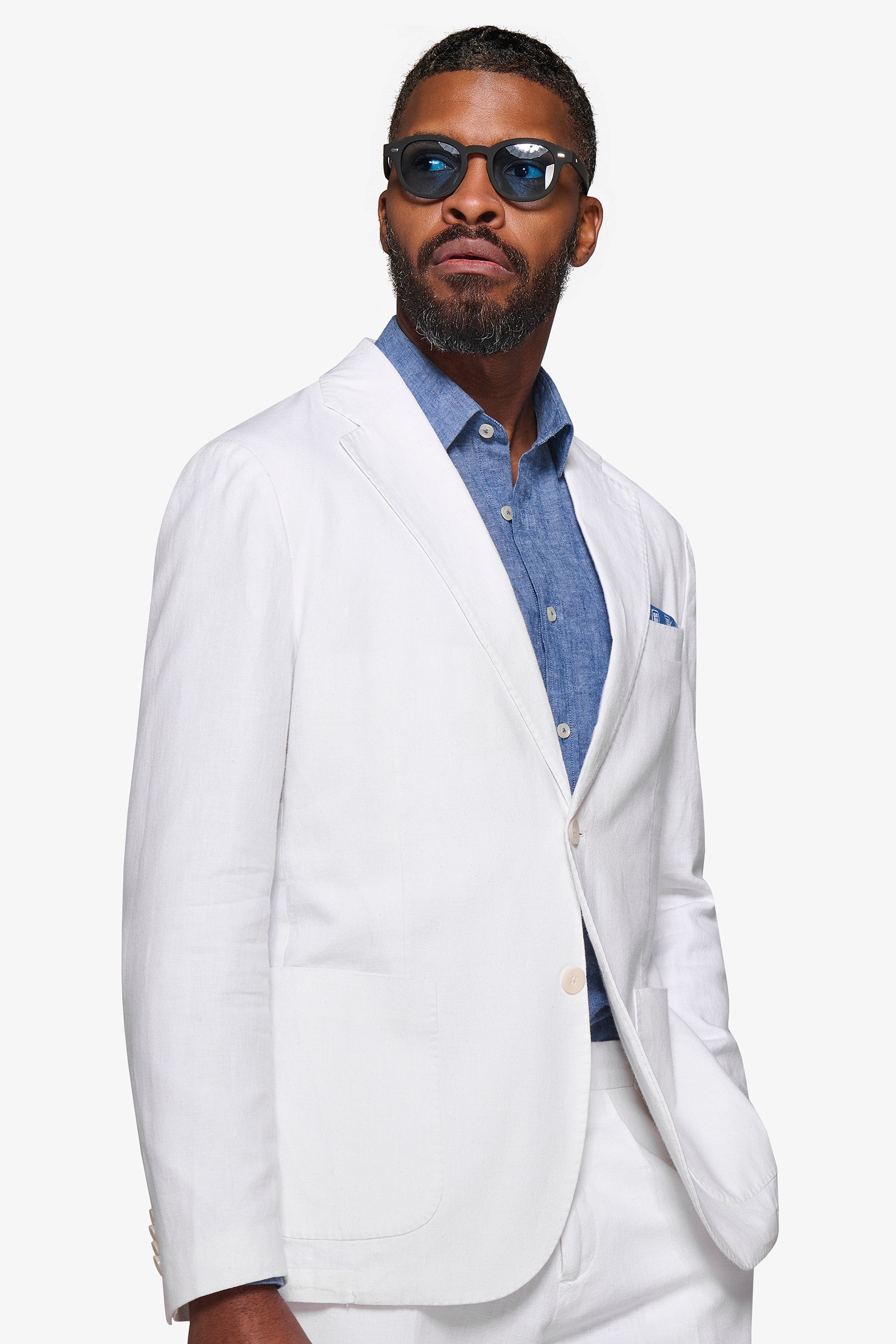 White linen blend suit jacket