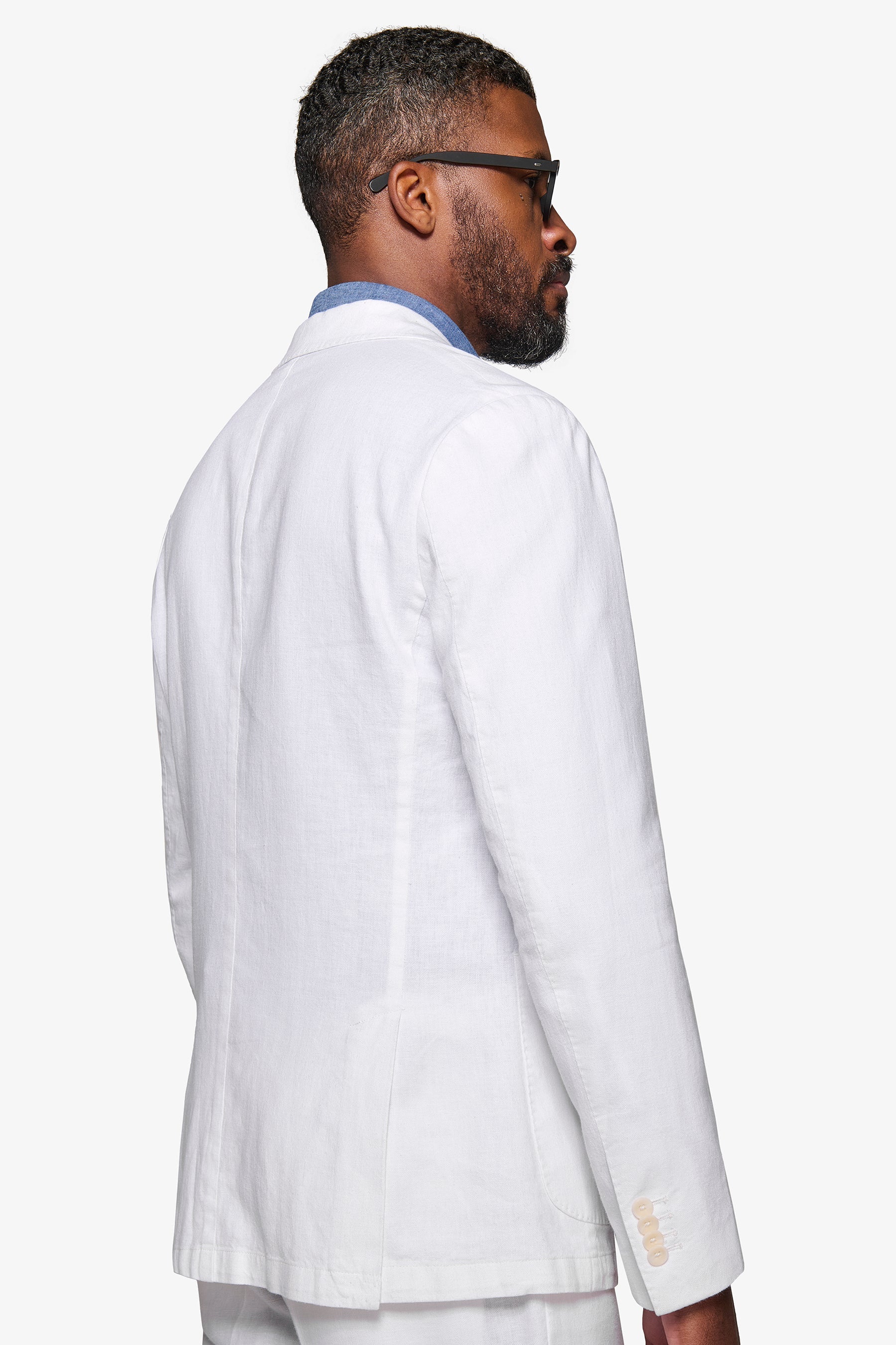 White linen blend suit jacket