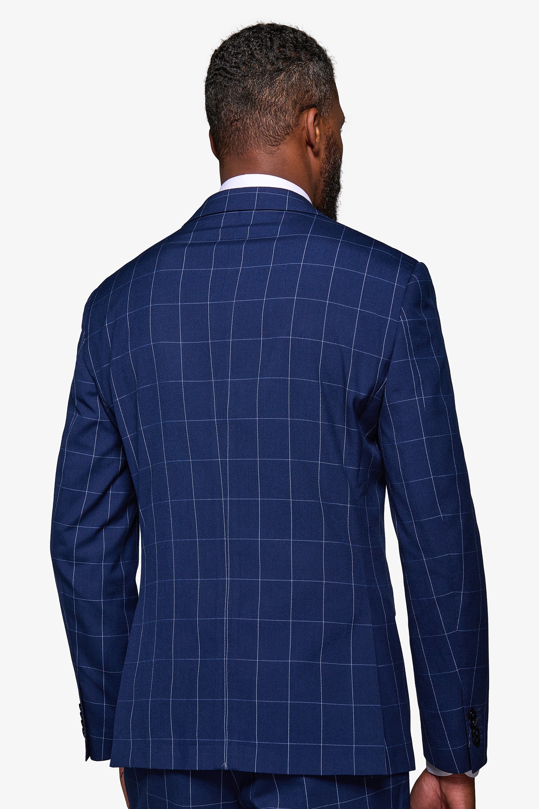 Blue windowpane suit jacket