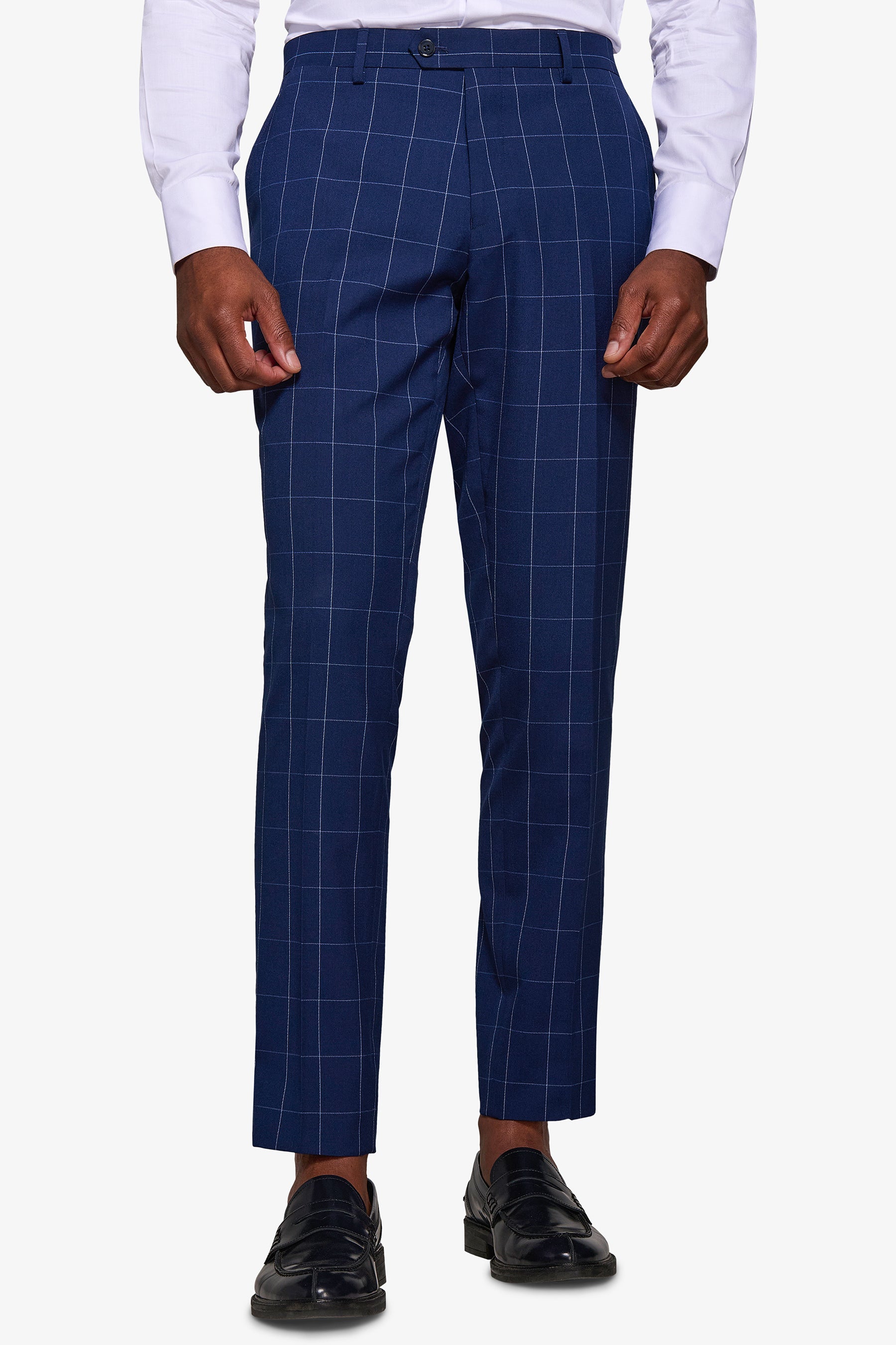 Blue windowpane suit jacket