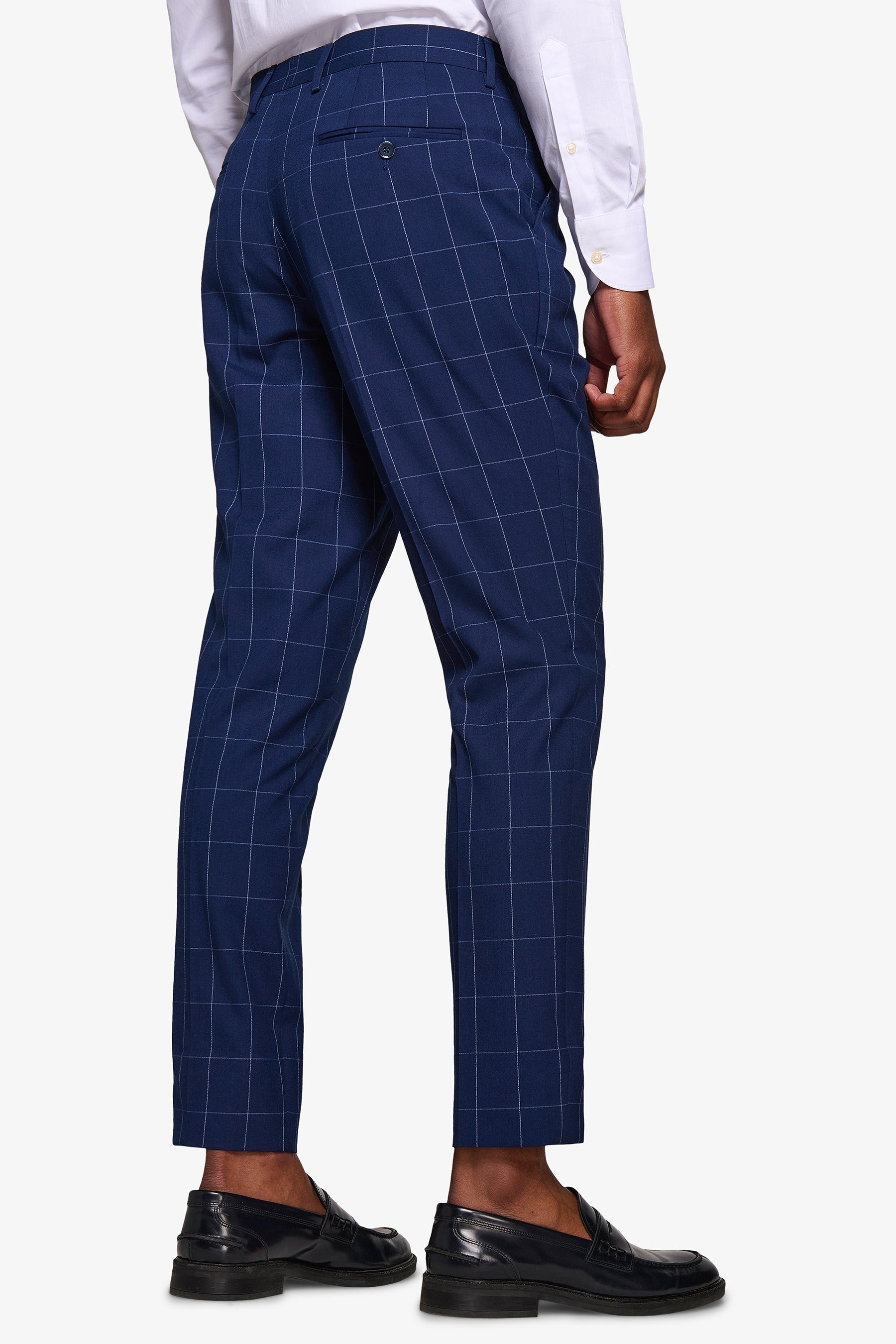 Blue windowpane suit jacket