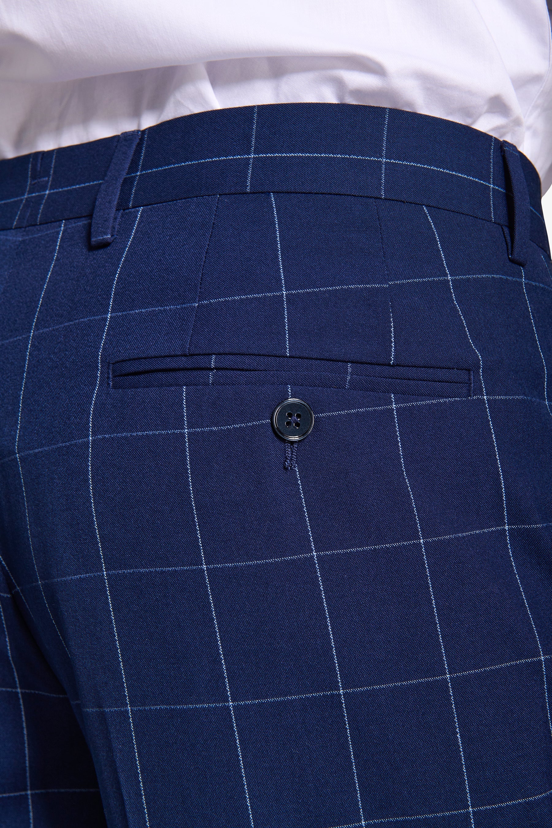 Blue windowpane suit jacket