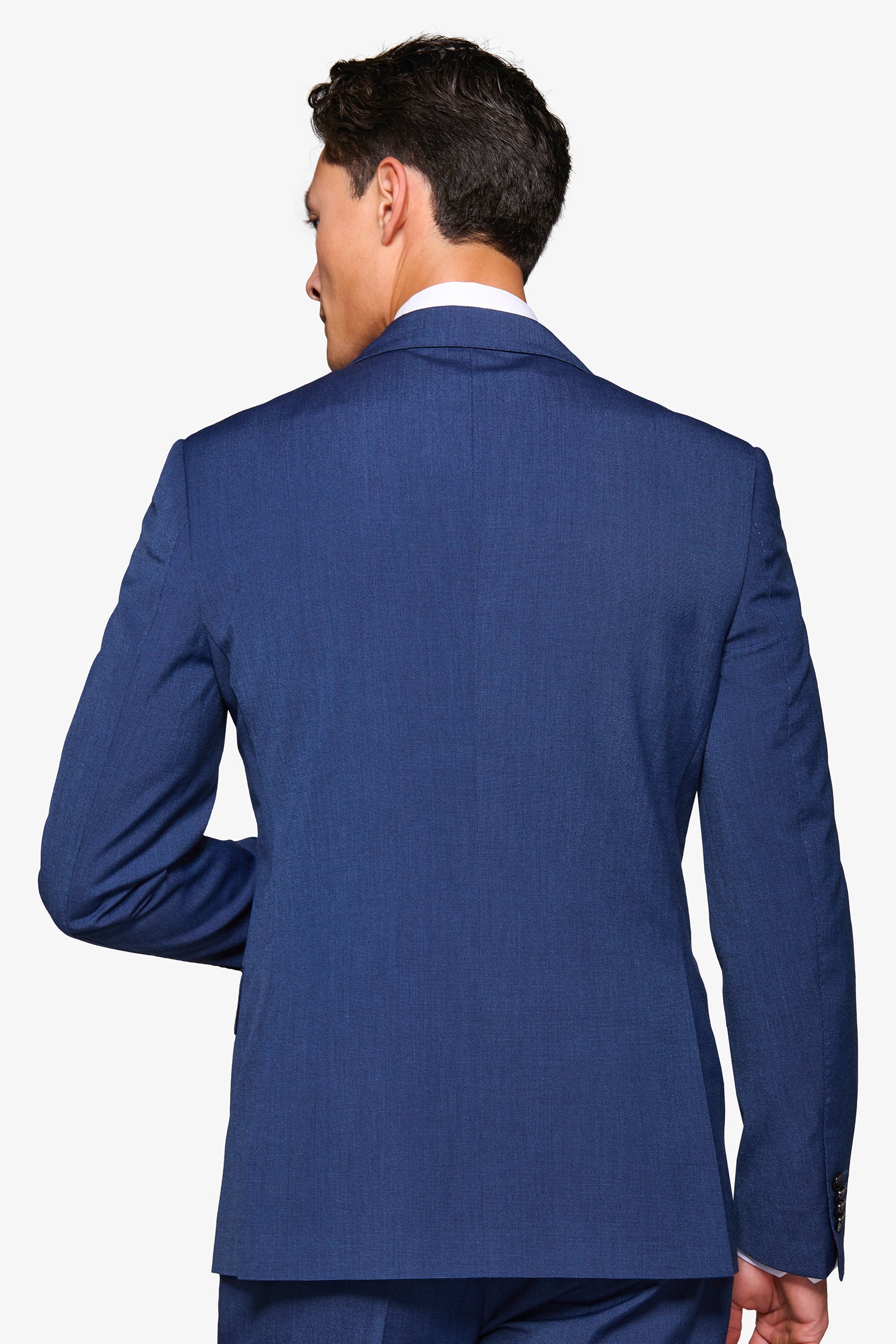 Slim blue pinpoint weave suit jacket