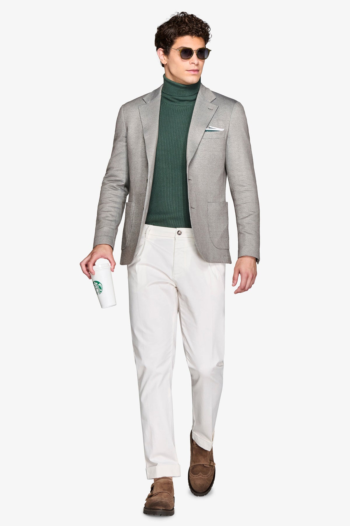 Sage herringbone jersey jacket