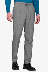 Pantaloni da abito worker pied de poule nero-Dan John