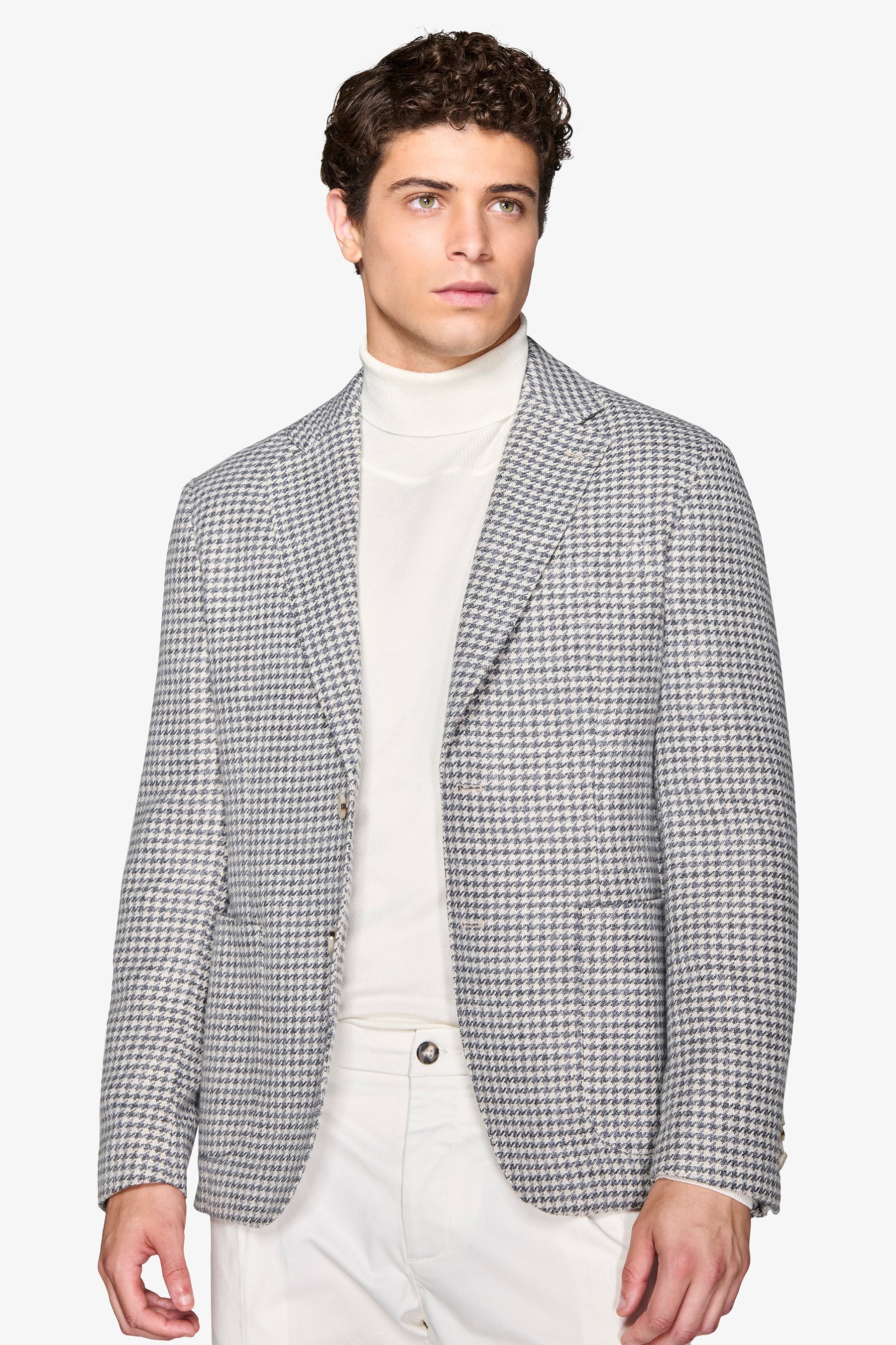 Giacca pied de poule misto lana grigio medio-Dan John