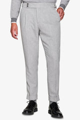 Light gray wool blend flannel suit trousers