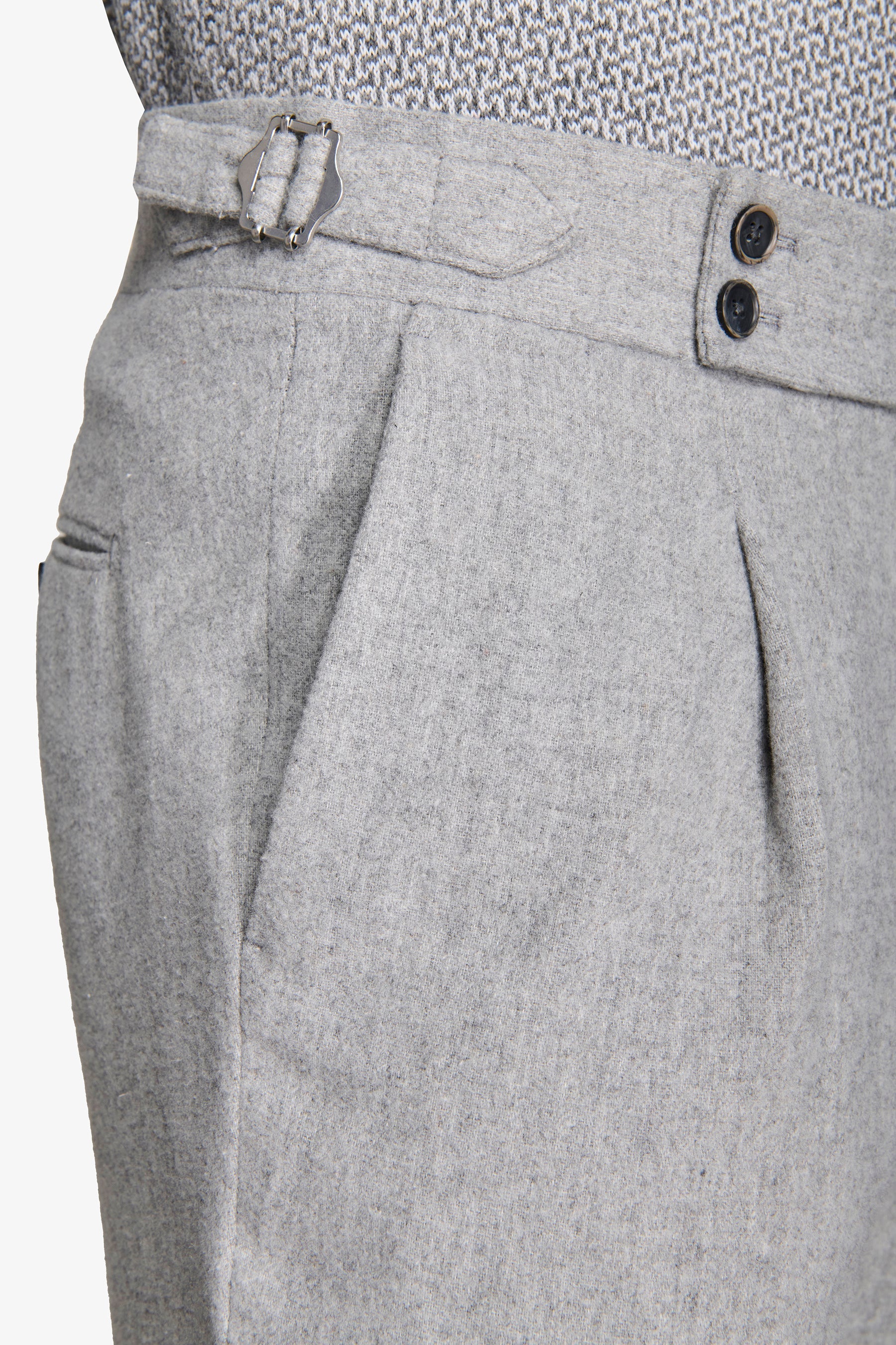 Light gray wool blend flannel suit trousers