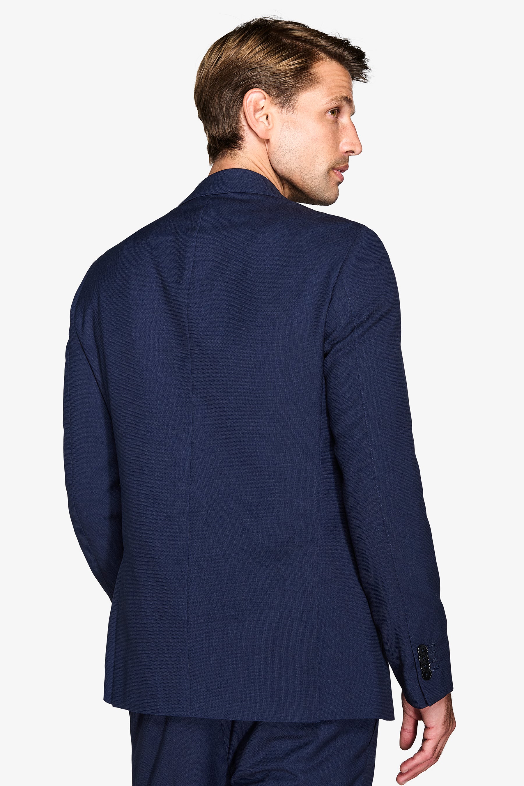 Giacca da abito armaturata blu slim-Dan John
