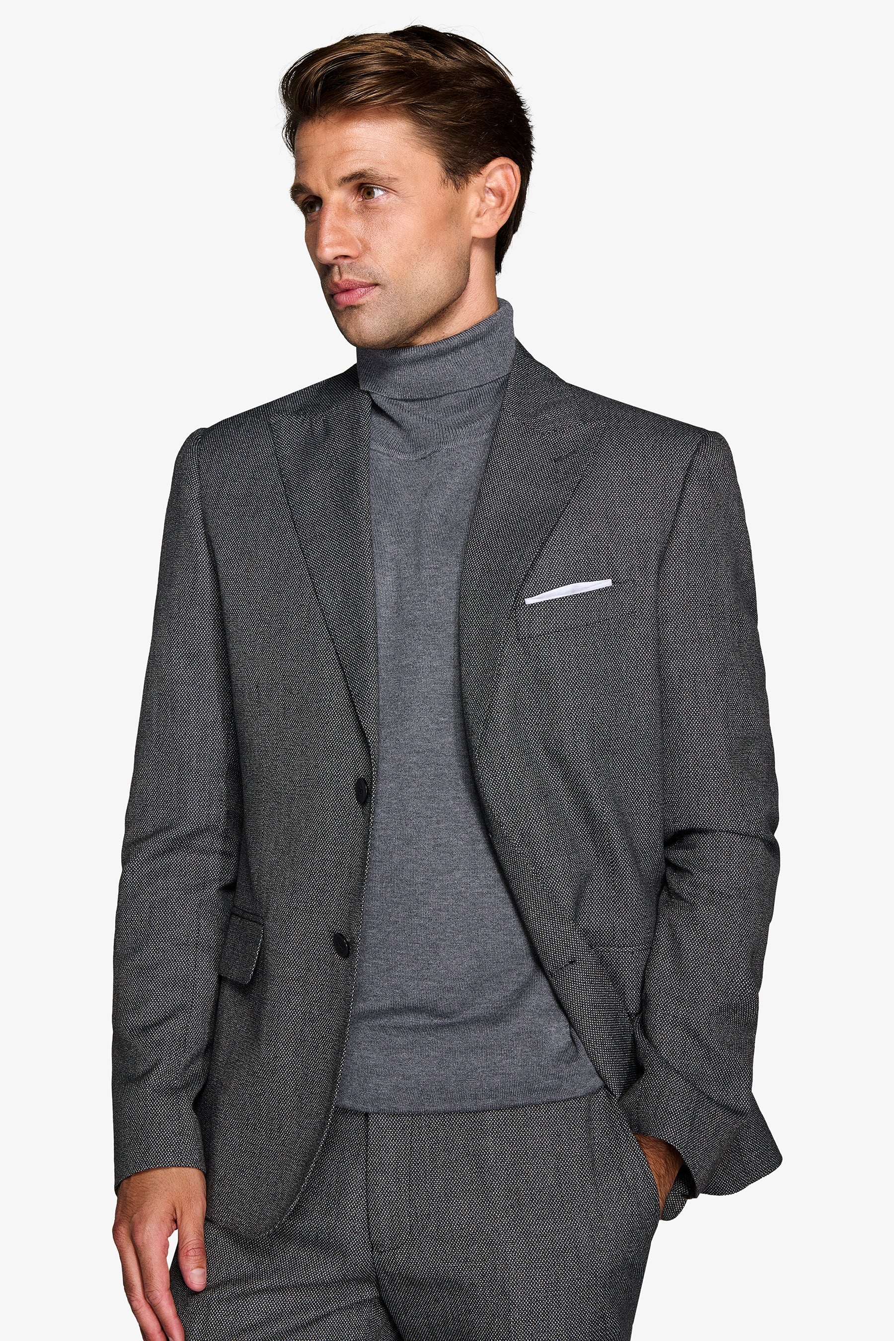 Anthracite bird's eye suit jacket